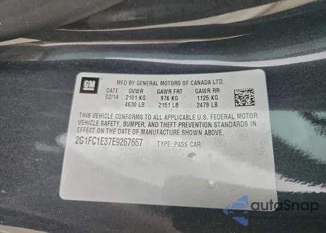 2014 Chevrolet Camaro Lt из США, поврежденный, VIN 2G1FC1E37E9267667